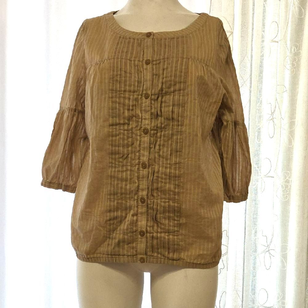 Apostrophe Women’s Beige Striped Blouse Large Fine Stripes [1137]